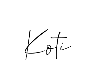 Make a beautiful signature design for name Koti. With this signature (Allison_Script) style, you can create a handwritten signature for free. Koti signature style 2 images and pictures png