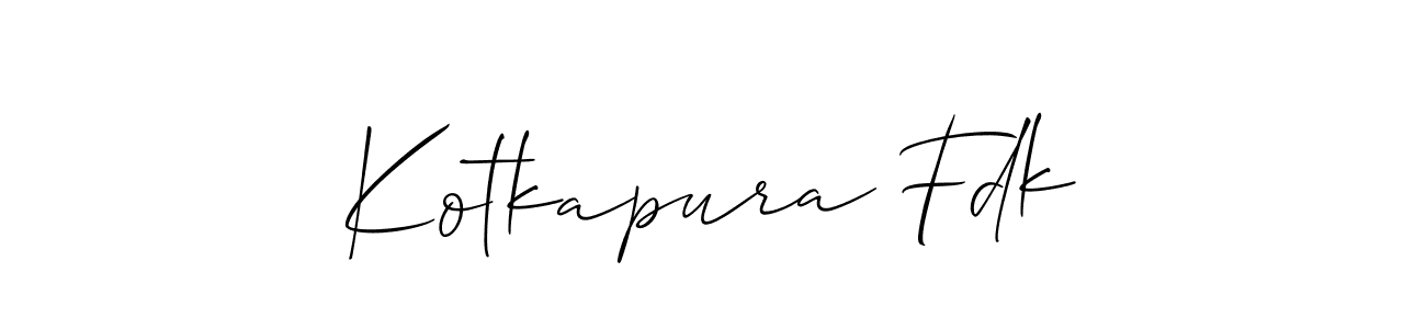 You should practise on your own different ways (Allison_Script) to write your name (Kotkapura Fdk) in signature. don't let someone else do it for you. Kotkapura Fdk signature style 2 images and pictures png