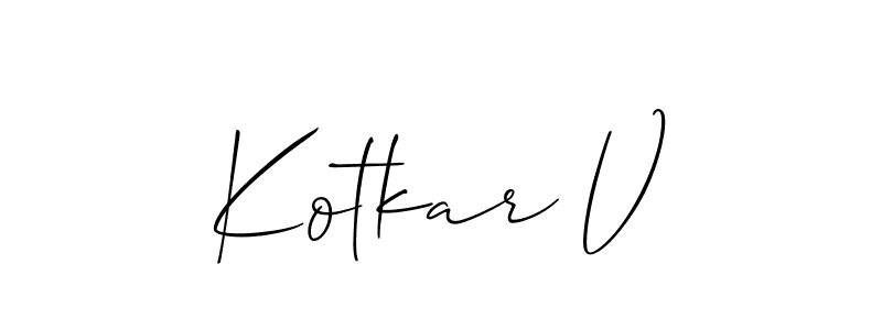 Use a signature maker to create a handwritten signature online. With this signature software, you can design (Allison_Script) your own signature for name Kotkar V. Kotkar V signature style 2 images and pictures png