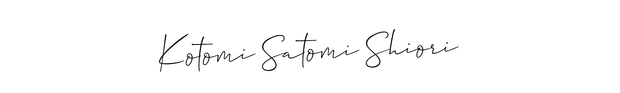 You should practise on your own different ways (Allison_Script) to write your name (Kotomi Satomi Shiori) in signature. don't let someone else do it for you. Kotomi Satomi Shiori signature style 2 images and pictures png