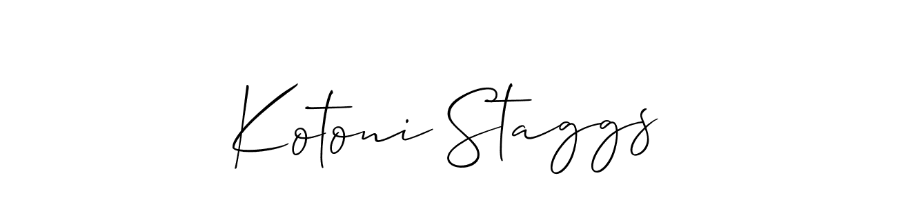 It looks lik you need a new signature style for name Kotoni Staggs. Design unique handwritten (Allison_Script) signature with our free signature maker in just a few clicks. Kotoni Staggs signature style 2 images and pictures png