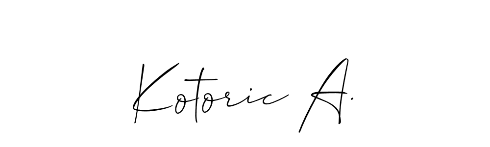 It looks lik you need a new signature style for name Kotoric A.. Design unique handwritten (Allison_Script) signature with our free signature maker in just a few clicks. Kotoric A. signature style 2 images and pictures png