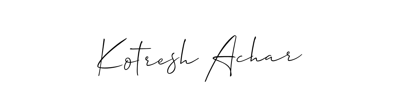 Similarly Allison_Script is the best handwritten signature design. Signature creator online .You can use it as an online autograph creator for name Kotresh Achar. Kotresh Achar signature style 2 images and pictures png