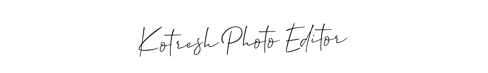 Allison_Script is a professional signature style that is perfect for those who want to add a touch of class to their signature. It is also a great choice for those who want to make their signature more unique. Get Kotresh Photo Editor name to fancy signature for free. Kotresh Photo Editor signature style 2 images and pictures png