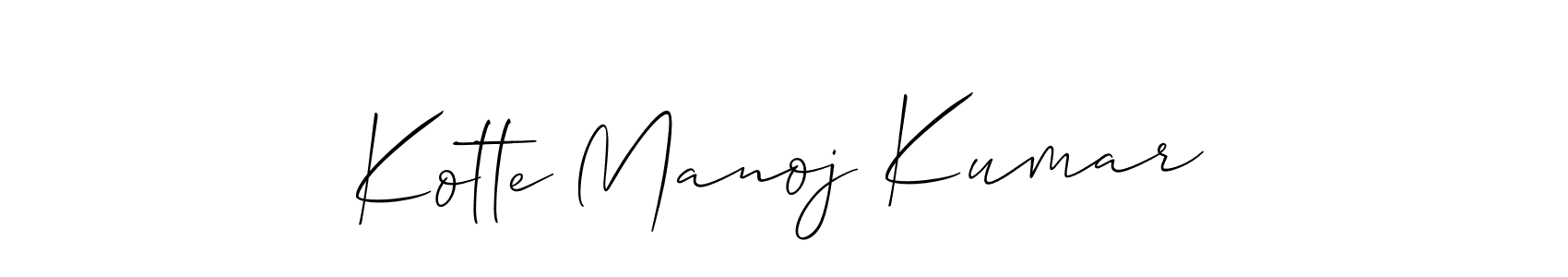 How to make Kotte Manoj Kumar name signature. Use Allison_Script style for creating short signs online. This is the latest handwritten sign. Kotte Manoj Kumar signature style 2 images and pictures png