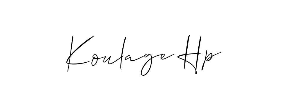 Use a signature maker to create a handwritten signature online. With this signature software, you can design (Allison_Script) your own signature for name Koulage Hp. Koulage Hp signature style 2 images and pictures png