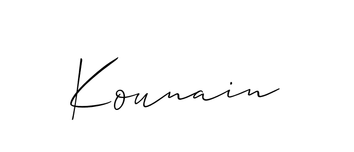 Create a beautiful signature design for name Kounain. With this signature (Allison_Script) fonts, you can make a handwritten signature for free. Kounain signature style 2 images and pictures png
