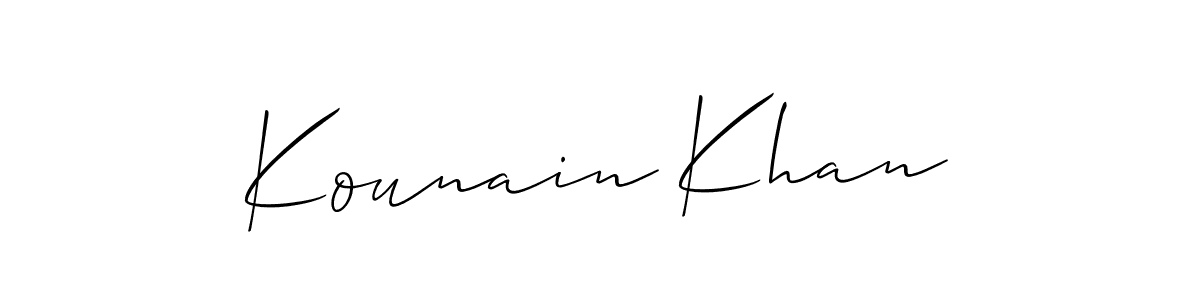 Design your own signature with our free online signature maker. With this signature software, you can create a handwritten (Allison_Script) signature for name Kounain Khan. Kounain Khan signature style 2 images and pictures png