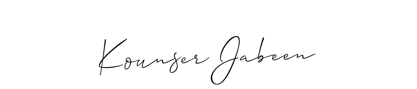 Design your own signature with our free online signature maker. With this signature software, you can create a handwritten (Allison_Script) signature for name Kounser Jabeen. Kounser Jabeen signature style 2 images and pictures png