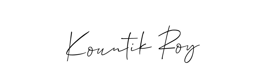 Use a signature maker to create a handwritten signature online. With this signature software, you can design (Allison_Script) your own signature for name Kountik Roy. Kountik Roy signature style 2 images and pictures png