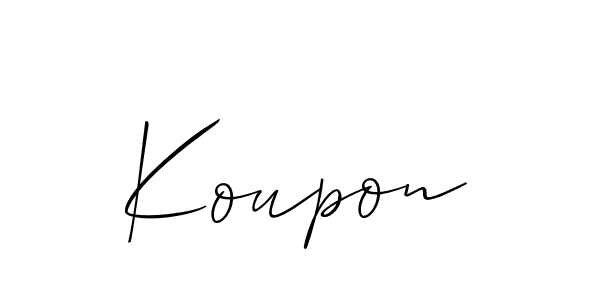 Make a short Koupon signature style. Manage your documents anywhere anytime using Allison_Script. Create and add eSignatures, submit forms, share and send files easily. Koupon signature style 2 images and pictures png