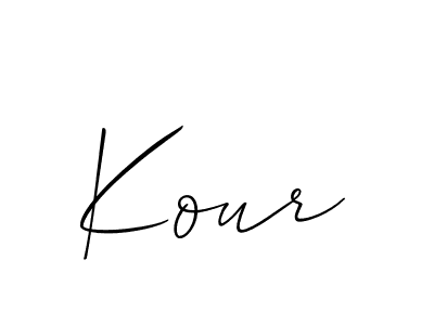 The best way (Allison_Script) to make a short signature is to pick only two or three words in your name. The name Kour include a total of six letters. For converting this name. Kour signature style 2 images and pictures png
