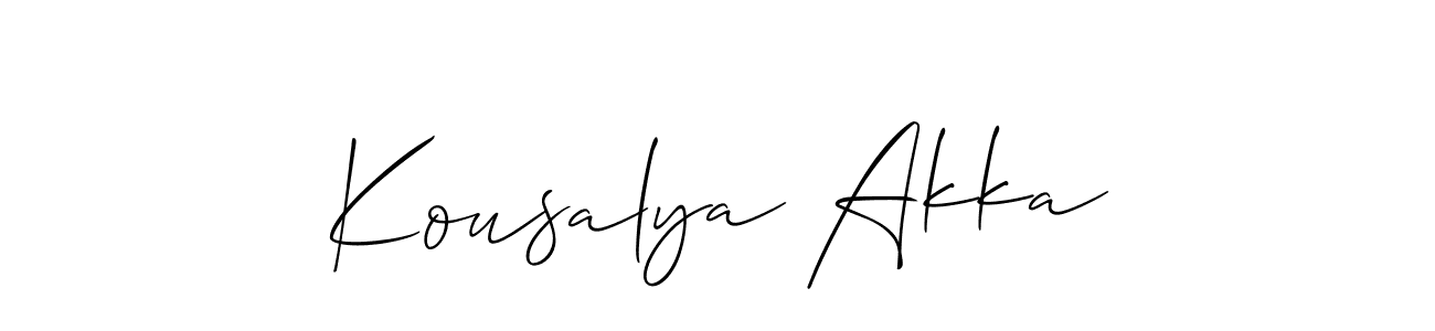Design your own signature with our free online signature maker. With this signature software, you can create a handwritten (Allison_Script) signature for name Kousalya Akka. Kousalya Akka signature style 2 images and pictures png