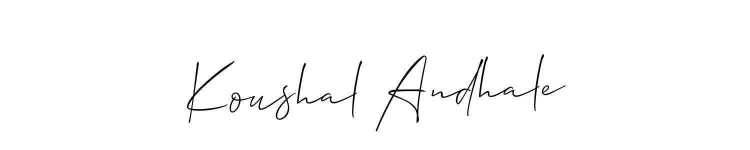 Make a short Koushal Andhale signature style. Manage your documents anywhere anytime using Allison_Script. Create and add eSignatures, submit forms, share and send files easily. Koushal Andhale signature style 2 images and pictures png