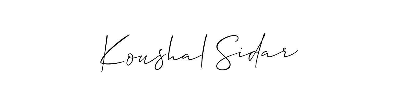 It looks lik you need a new signature style for name Koushal Sidar. Design unique handwritten (Allison_Script) signature with our free signature maker in just a few clicks. Koushal Sidar signature style 2 images and pictures png