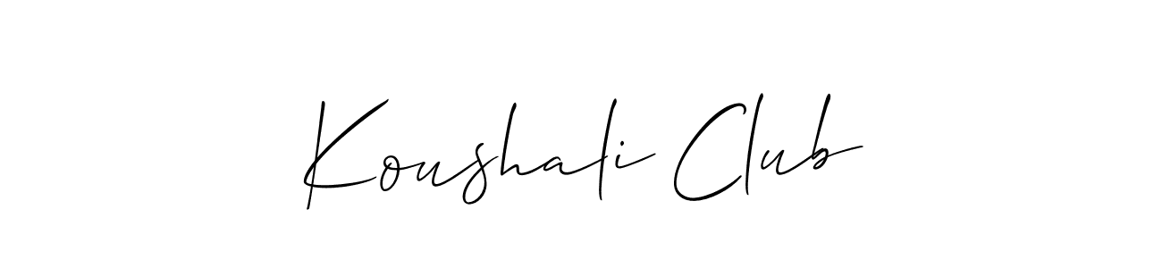 Allison_Script is a professional signature style that is perfect for those who want to add a touch of class to their signature. It is also a great choice for those who want to make their signature more unique. Get Koushali Club name to fancy signature for free. Koushali Club signature style 2 images and pictures png