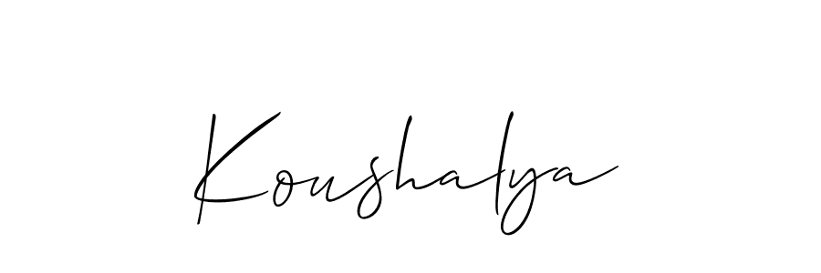 Make a short Koushalya signature style. Manage your documents anywhere anytime using Allison_Script. Create and add eSignatures, submit forms, share and send files easily. Koushalya signature style 2 images and pictures png