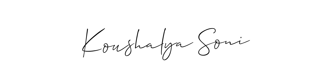 This is the best signature style for the Koushalya Soni name. Also you like these signature font (Allison_Script). Mix name signature. Koushalya Soni signature style 2 images and pictures png