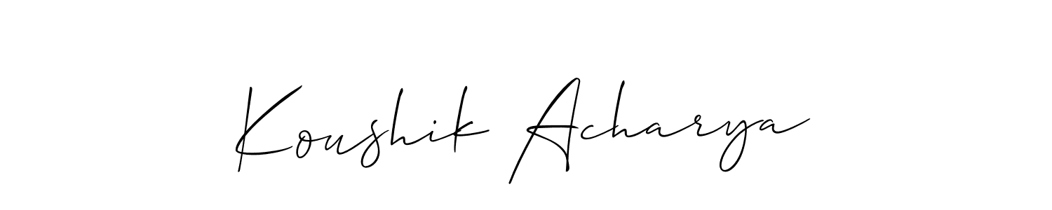 This is the best signature style for the Koushik Acharya name. Also you like these signature font (Allison_Script). Mix name signature. Koushik Acharya signature style 2 images and pictures png