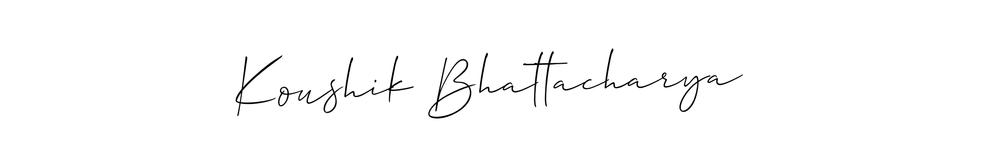 if you are searching for the best signature style for your name Koushik Bhattacharya. so please give up your signature search. here we have designed multiple signature styles  using Allison_Script. Koushik Bhattacharya signature style 2 images and pictures png