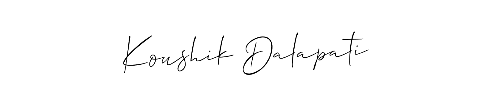 How to make Koushik Dalapati name signature. Use Allison_Script style for creating short signs online. This is the latest handwritten sign. Koushik Dalapati signature style 2 images and pictures png