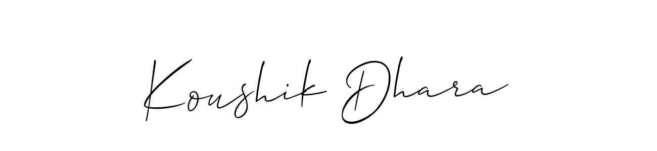 Allison_Script is a professional signature style that is perfect for those who want to add a touch of class to their signature. It is also a great choice for those who want to make their signature more unique. Get Koushik Dhara name to fancy signature for free. Koushik Dhara signature style 2 images and pictures png