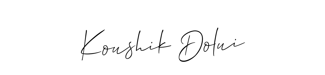 This is the best signature style for the Koushik Dolui name. Also you like these signature font (Allison_Script). Mix name signature. Koushik Dolui signature style 2 images and pictures png