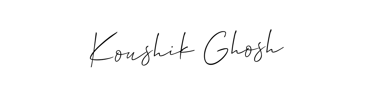 You should practise on your own different ways (Allison_Script) to write your name (Koushik Ghosh) in signature. don't let someone else do it for you. Koushik Ghosh signature style 2 images and pictures png