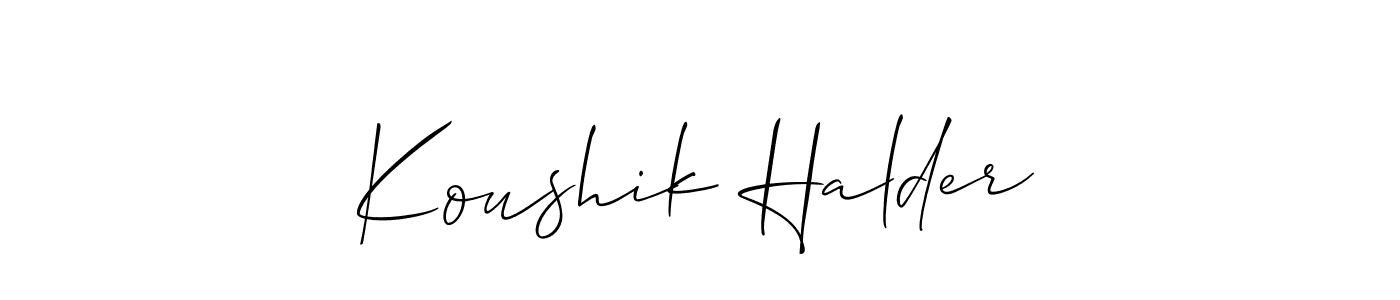 Design your own signature with our free online signature maker. With this signature software, you can create a handwritten (Allison_Script) signature for name Koushik Halder. Koushik Halder signature style 2 images and pictures png