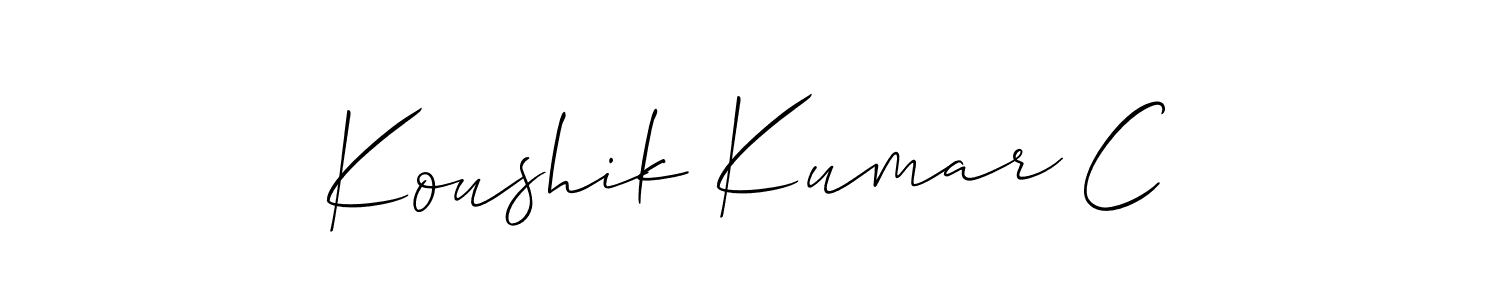 This is the best signature style for the Koushik Kumar C name. Also you like these signature font (Allison_Script). Mix name signature. Koushik Kumar C signature style 2 images and pictures png