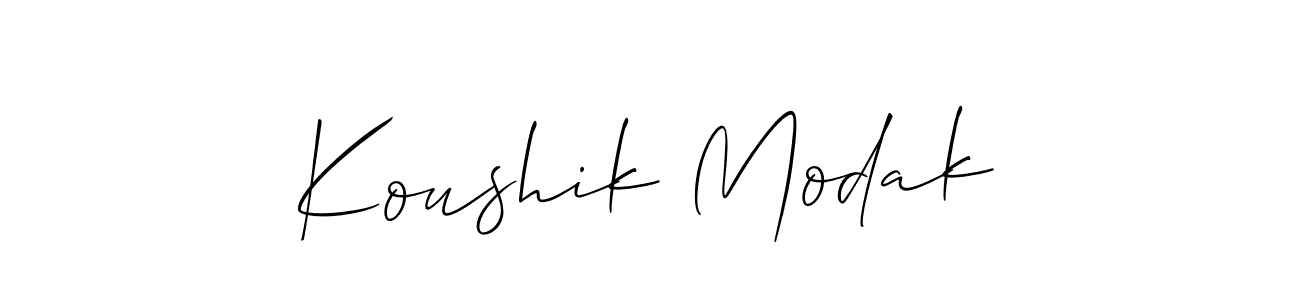 Also You can easily find your signature by using the search form. We will create Koushik Modak name handwritten signature images for you free of cost using Allison_Script sign style. Koushik Modak signature style 2 images and pictures png