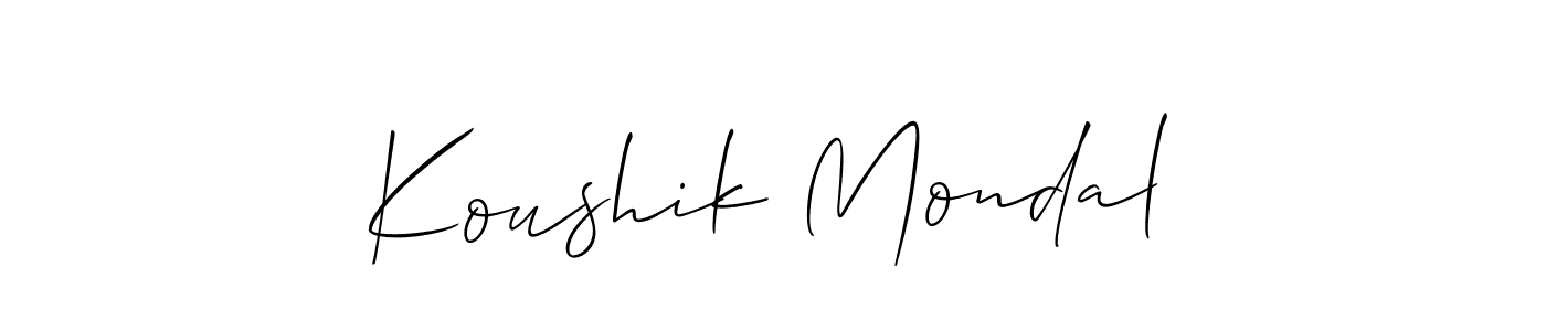 Create a beautiful signature design for name Koushik Mondal. With this signature (Allison_Script) fonts, you can make a handwritten signature for free. Koushik Mondal signature style 2 images and pictures png