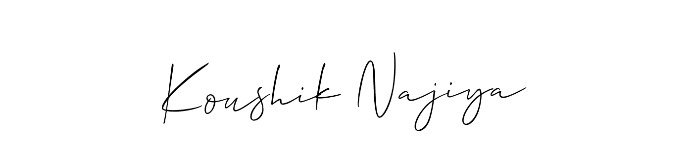 Create a beautiful signature design for name Koushik Najiya. With this signature (Allison_Script) fonts, you can make a handwritten signature for free. Koushik Najiya signature style 2 images and pictures png