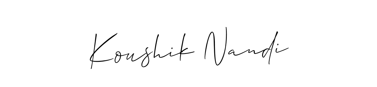 How to Draw Koushik Nandi signature style? Allison_Script is a latest design signature styles for name Koushik Nandi. Koushik Nandi signature style 2 images and pictures png