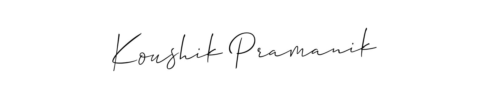 How to Draw Koushik Pramanik signature style? Allison_Script is a latest design signature styles for name Koushik Pramanik. Koushik Pramanik signature style 2 images and pictures png
