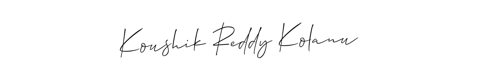 Allison_Script is a professional signature style that is perfect for those who want to add a touch of class to their signature. It is also a great choice for those who want to make their signature more unique. Get Koushik Reddy Kolanu name to fancy signature for free. Koushik Reddy Kolanu signature style 2 images and pictures png