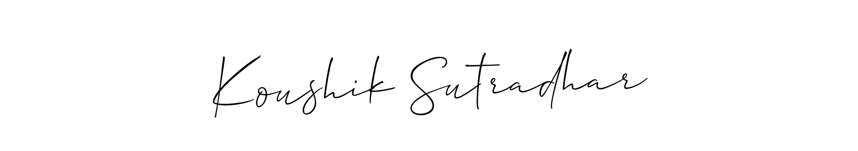 Create a beautiful signature design for name Koushik Sutradhar. With this signature (Allison_Script) fonts, you can make a handwritten signature for free. Koushik Sutradhar signature style 2 images and pictures png