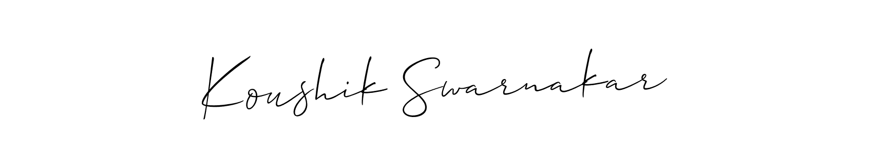 Koushik Swarnakar stylish signature style. Best Handwritten Sign (Allison_Script) for my name. Handwritten Signature Collection Ideas for my name Koushik Swarnakar. Koushik Swarnakar signature style 2 images and pictures png