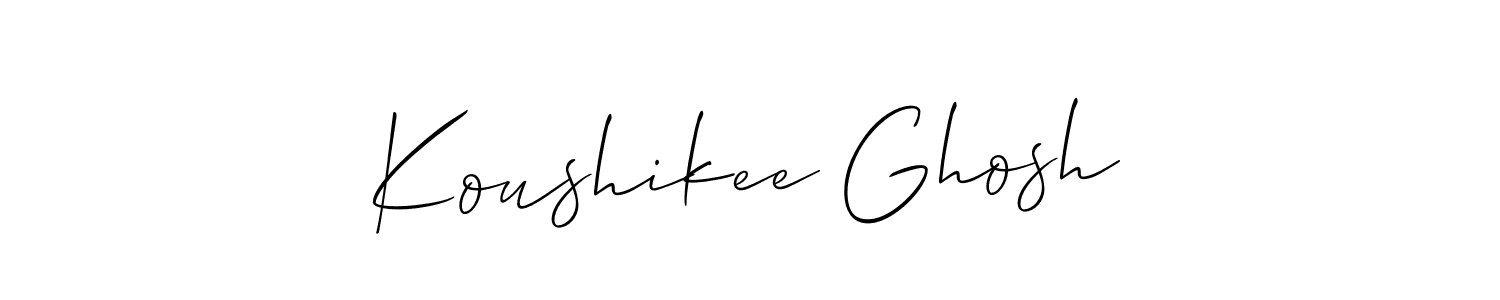 You should practise on your own different ways (Allison_Script) to write your name (Koushikee Ghosh) in signature. don't let someone else do it for you. Koushikee Ghosh signature style 2 images and pictures png