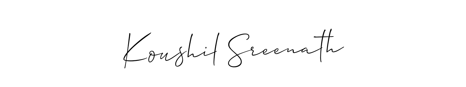 Make a beautiful signature design for name Koushil Sreenath. With this signature (Allison_Script) style, you can create a handwritten signature for free. Koushil Sreenath signature style 2 images and pictures png