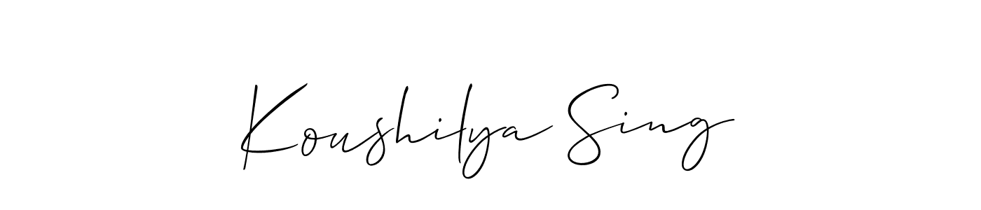 Use a signature maker to create a handwritten signature online. With this signature software, you can design (Allison_Script) your own signature for name Koushilya Sing. Koushilya Sing signature style 2 images and pictures png