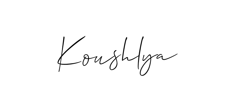 It looks lik you need a new signature style for name Koushlya. Design unique handwritten (Allison_Script) signature with our free signature maker in just a few clicks. Koushlya signature style 2 images and pictures png