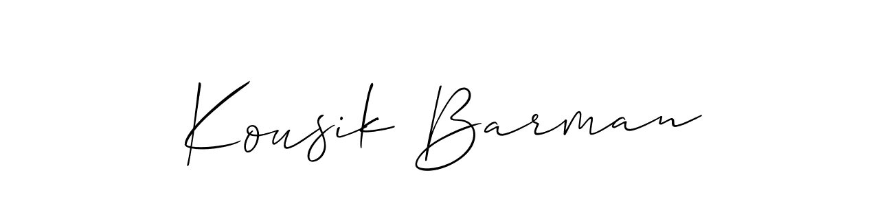 Create a beautiful signature design for name Kousik Barman. With this signature (Allison_Script) fonts, you can make a handwritten signature for free. Kousik Barman signature style 2 images and pictures png