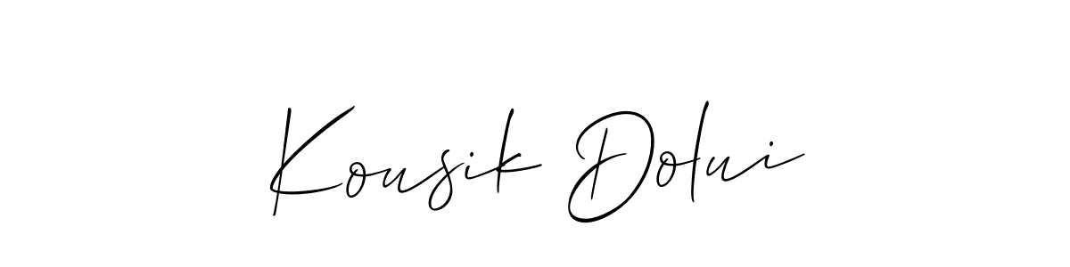 if you are searching for the best signature style for your name Kousik Dolui. so please give up your signature search. here we have designed multiple signature styles  using Allison_Script. Kousik Dolui signature style 2 images and pictures png