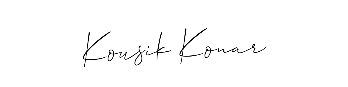 You should practise on your own different ways (Allison_Script) to write your name (Kousik Konar) in signature. don't let someone else do it for you. Kousik Konar signature style 2 images and pictures png