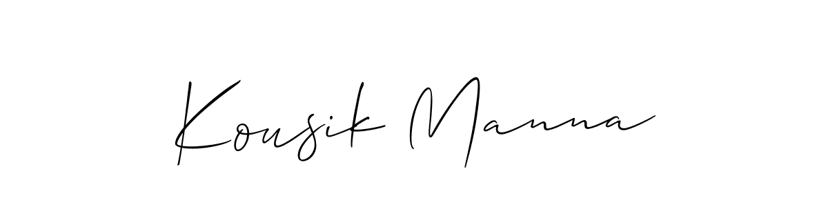Create a beautiful signature design for name Kousik Manna. With this signature (Allison_Script) fonts, you can make a handwritten signature for free. Kousik Manna signature style 2 images and pictures png
