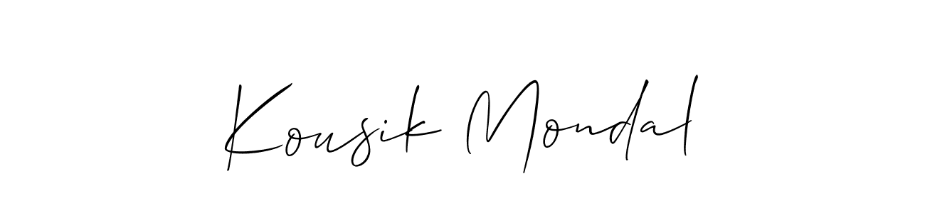 Use a signature maker to create a handwritten signature online. With this signature software, you can design (Allison_Script) your own signature for name Kousik Mondal. Kousik Mondal signature style 2 images and pictures png