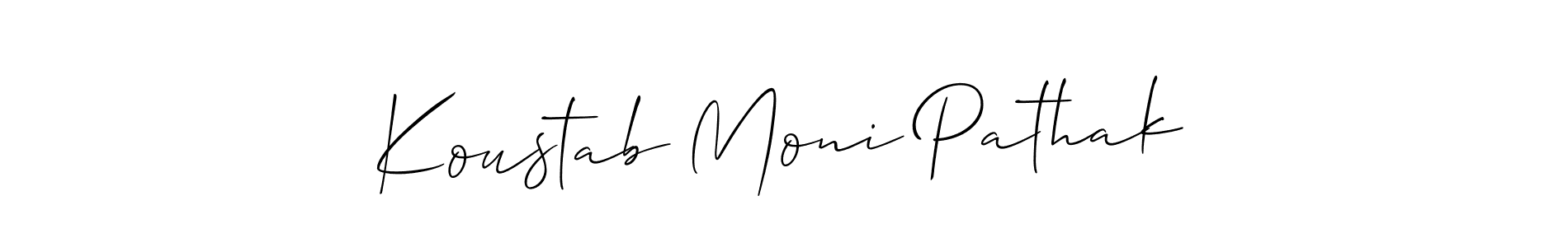 This is the best signature style for the Koustab Moni Pathak name. Also you like these signature font (Allison_Script). Mix name signature. Koustab Moni Pathak signature style 2 images and pictures png