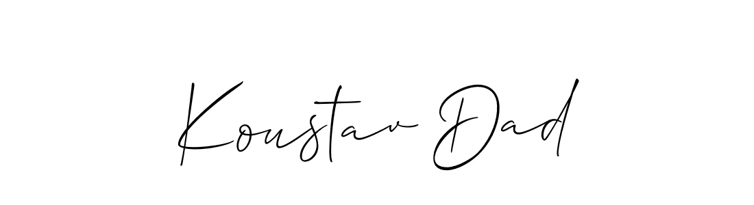 The best way (Allison_Script) to make a short signature is to pick only two or three words in your name. The name Koustav Dad include a total of six letters. For converting this name. Koustav Dad signature style 2 images and pictures png