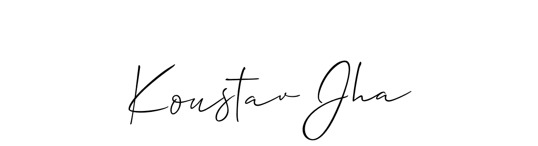 You should practise on your own different ways (Allison_Script) to write your name (Koustav Jha) in signature. don't let someone else do it for you. Koustav Jha signature style 2 images and pictures png